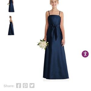 Junior Bridesmaid Girls' Navy Satin Bella Bridesmaid